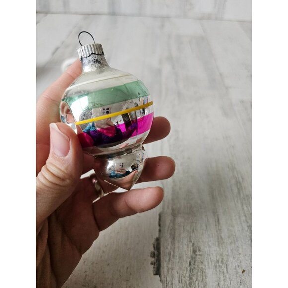 Vintage radko shiny Brite UFO striped red green tree ornament mercury glass refl - Picture 12 of 14